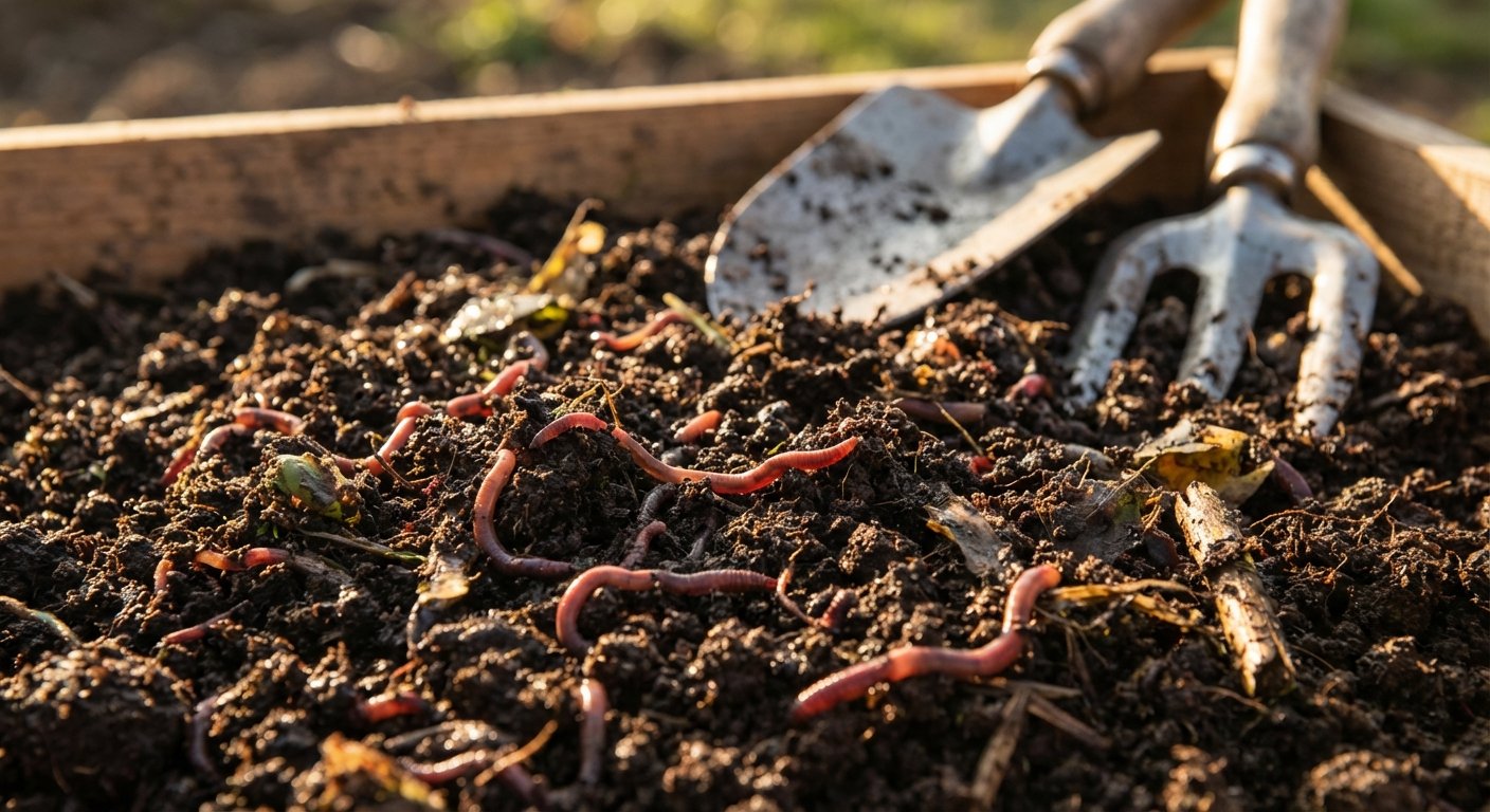 Natūralus organinis kompostas sodo trąšoms